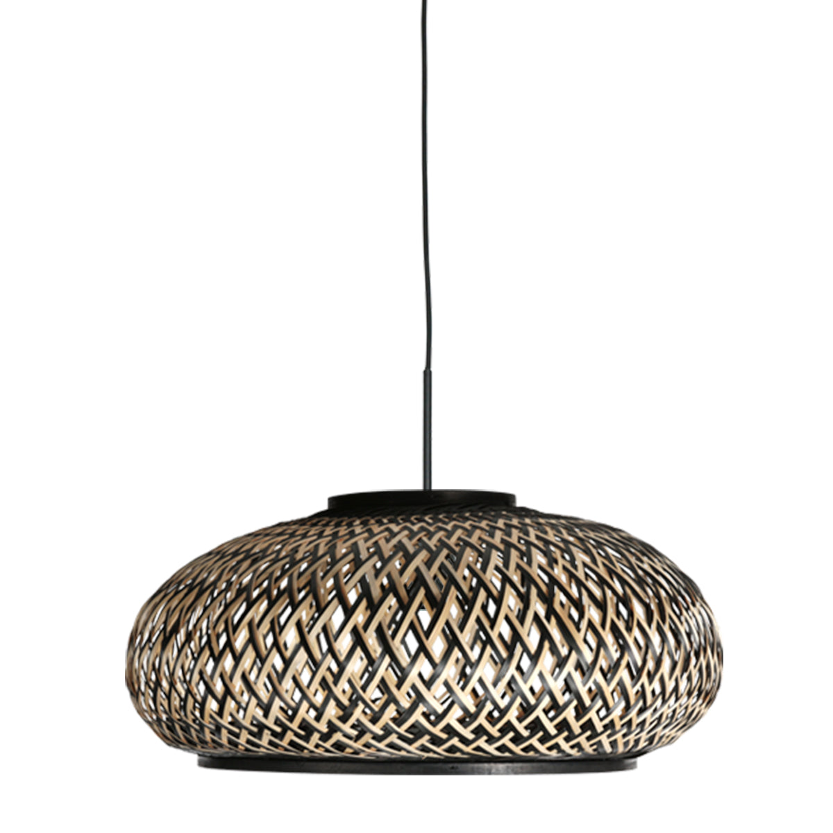 Hanglamp Sparkled Light 4476ZW – gevlochten bamboe in zwart en naturel