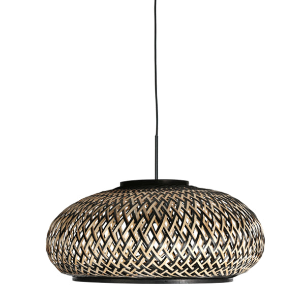 Hanglamp Sparkled Light 4476ZW – gevlochten bamboe in zwart en naturel