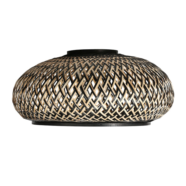 Hanglamp Sparkled Light 4476ZW – gevlochten bamboe in zwart en naturel