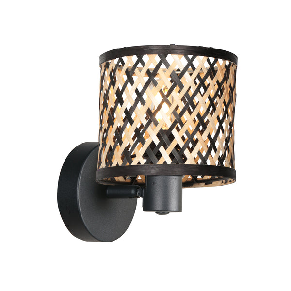 Wandlamp sumba 4487zw – met bamboe cilinder kap