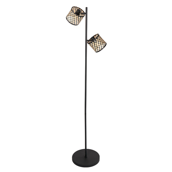 Vloerlamp sumba 4492zw – zwart met dubbel bamboe design
