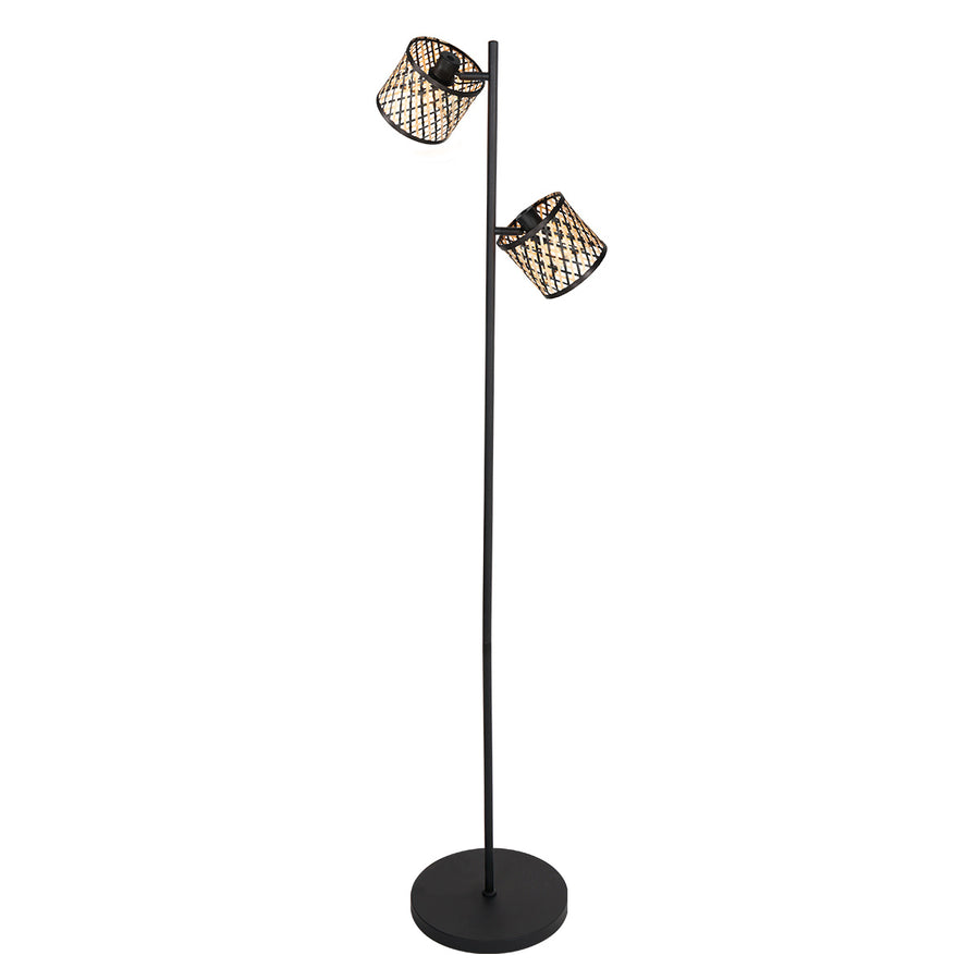 Vloerlamp sumba 4492zw – zwart met dubbel bamboe design