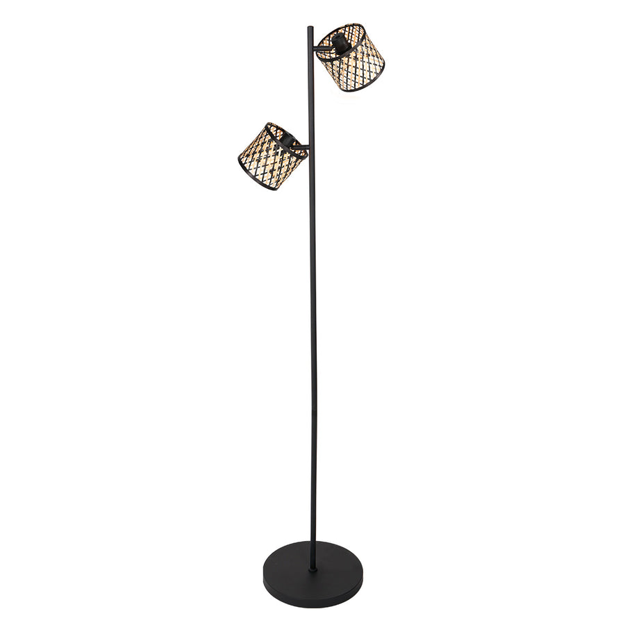 Vloerlamp sumba 4492zw – zwart met dubbel bamboe design