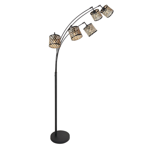 Vloerlamp sumba 4493zw – flexibel 5-lichts bamboe design