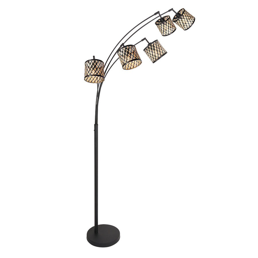 Vloerlamp sumba 4493zw – flexibel 5-lichts bamboe design