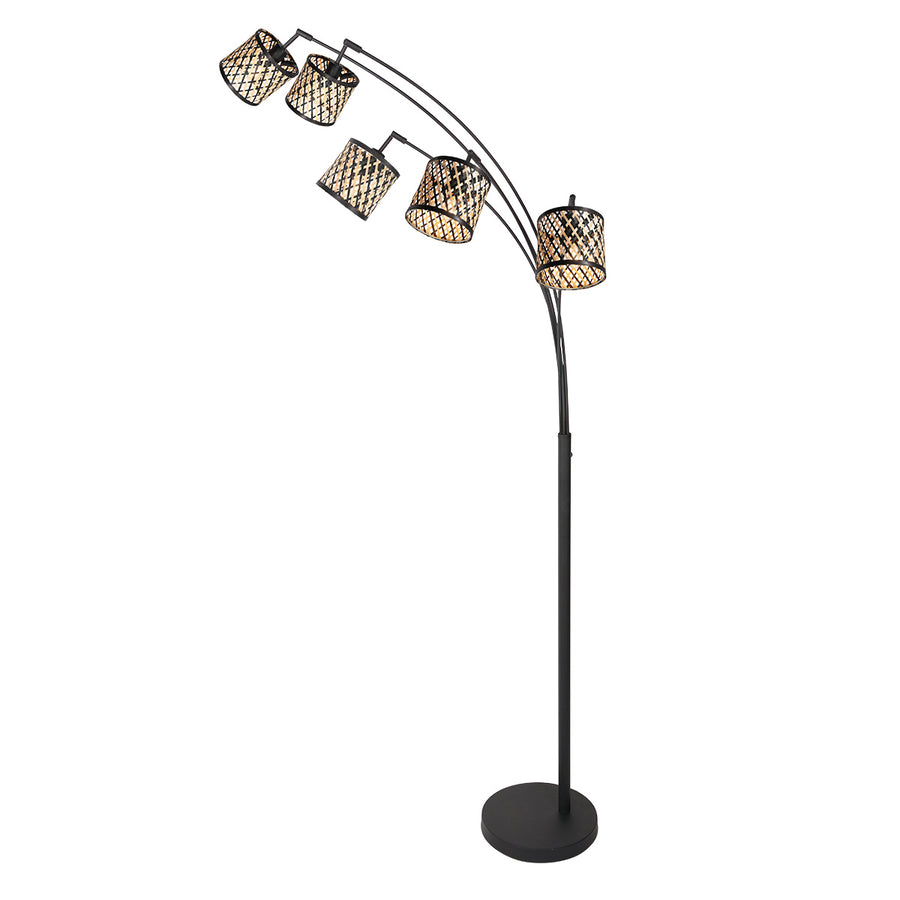 Vloerlamp sumba 4493zw – flexibel 5-lichts bamboe design