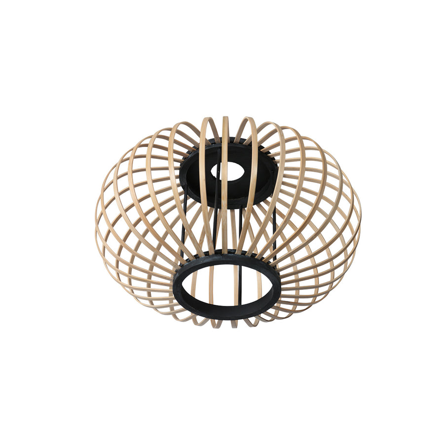 3-lichts vloerlamp sparkled light 4495zw met open crème bamboe kappen