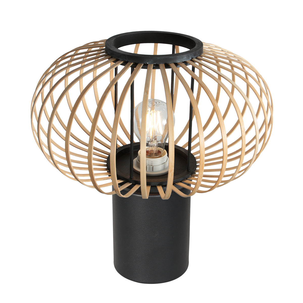 Tafellamp silva 4499zw – bamboe kap 31cm trendy sfeerlamp
