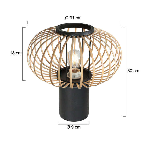 Tafellamp silva 4499zw – bamboe kap 31cm trendy sfeerlamp