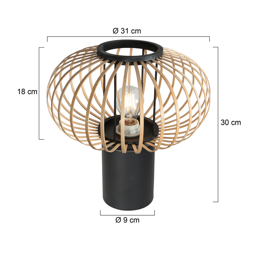 Tafellamp silva 4499zw – bamboe kap 31cm trendy sfeerlamp
