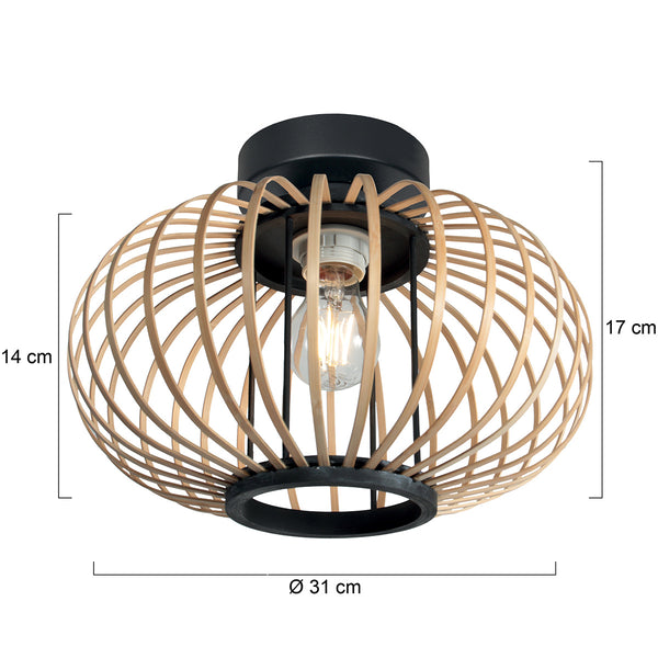 Silva 4502zw – trendy bamboe plafondlamp 31 cm