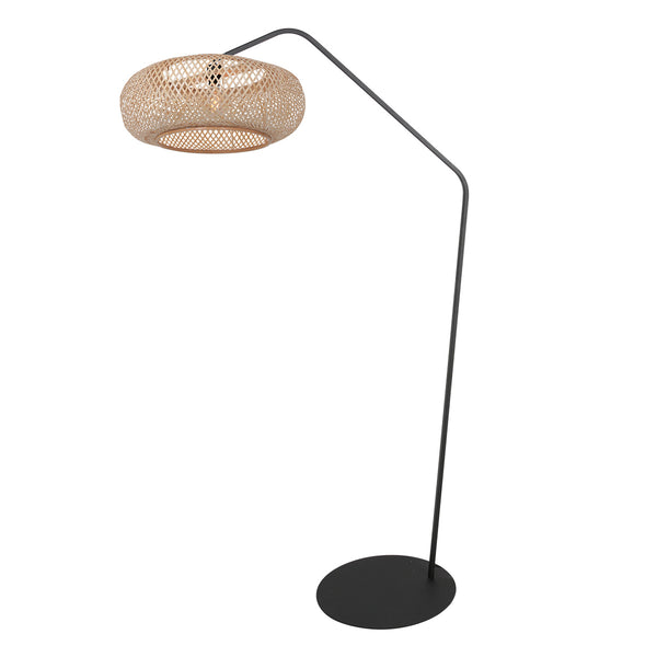 Zwarte vloerlamp zig-zag 4509zw – speelse lijnen en warm bamboe