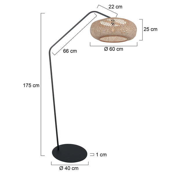 Zwarte vloerlamp zig-zag 4509zw – speelse lijnen en warm bamboe