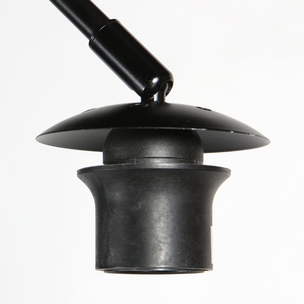 Vloerlamp curve 4518zw - zwarte booglamp met bamboe kap