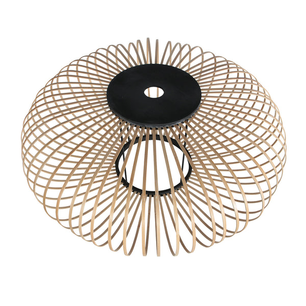 Vloerlamp curve 4518zw - zwarte booglamp met bamboe kap