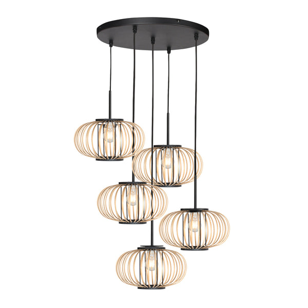 Hanglamp silva 4524zw – 5-lichts bamboe design ø31cm trendy