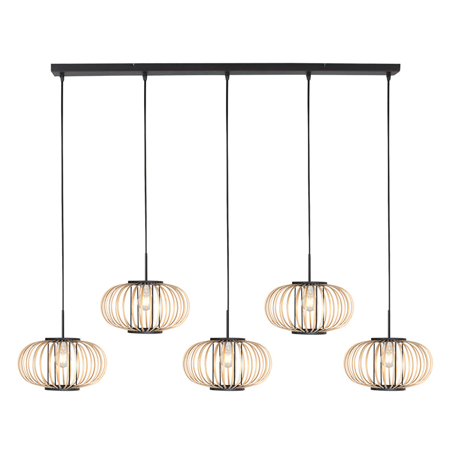 Hanglamp silva 4529zw – 5-lichts bamboelamp voor eettafel