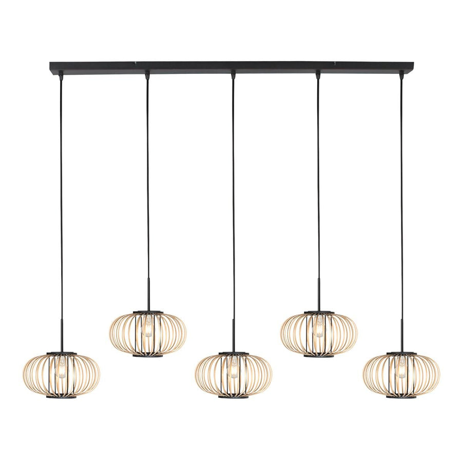 Hanglamp silva 4529zw – 5-lichts bamboelamp voor eettafel