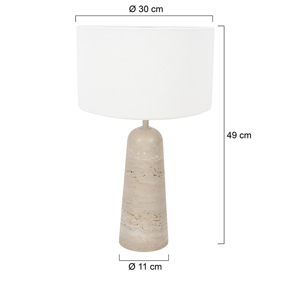 Travino 4553cr tafellamp met travertin voet en linnen kap