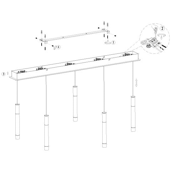 Hanglamp alisio 4578zw 5-lichts luxe glas in zwart