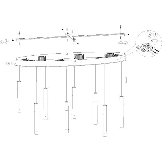 Hanglamp alisio 4580me 8-lichts luxe glas in messing