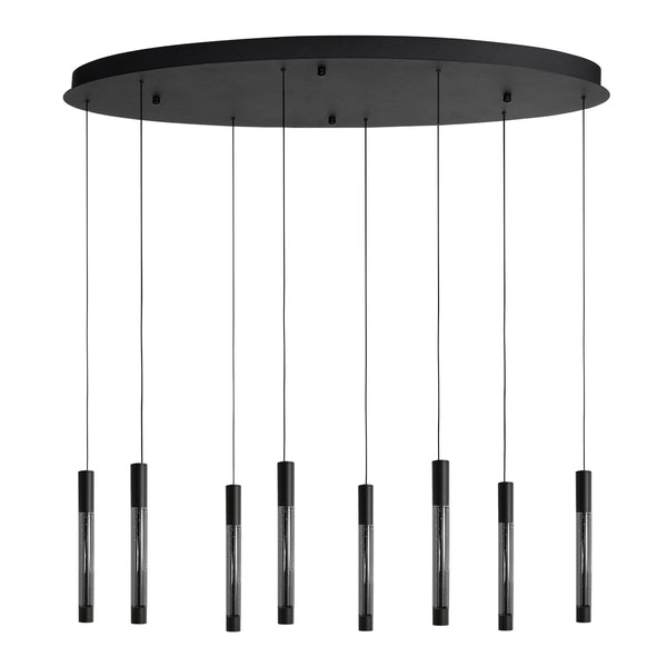 Hanglamp alisio 4580zw 8-lichts luxe glas in zwart