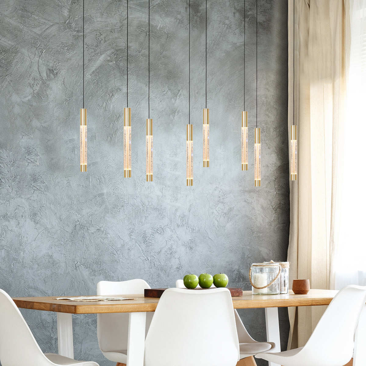 Hanglamp alisio 4581me 8-lichts luxe glas in messing
