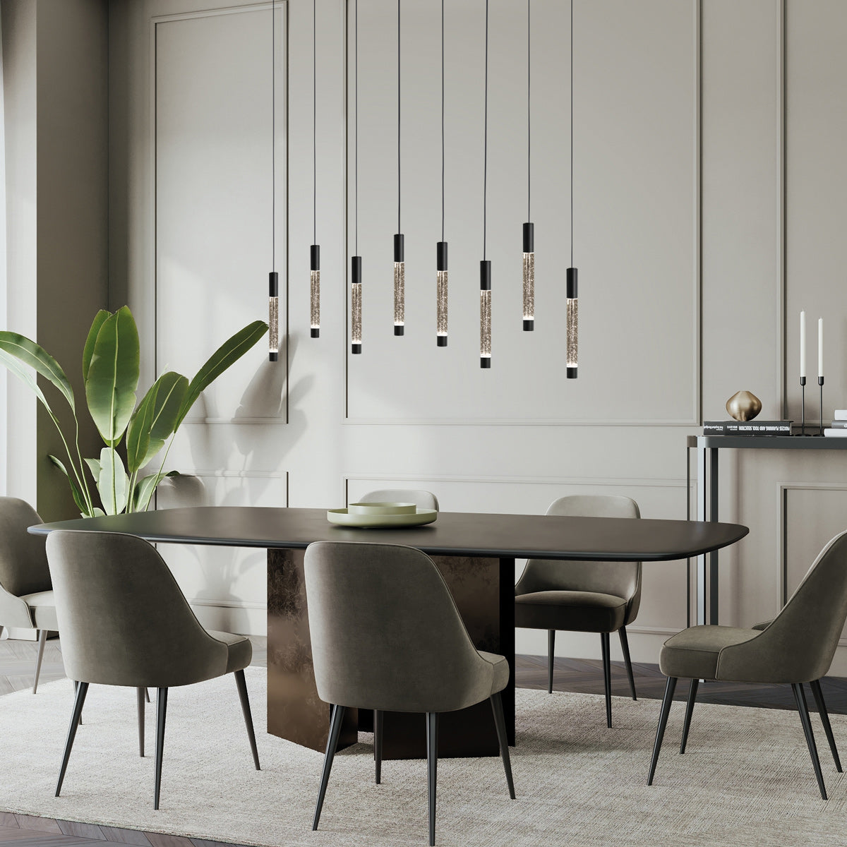 Hanglamp alisio 4581zw 8-lichts luxe glas in zwart