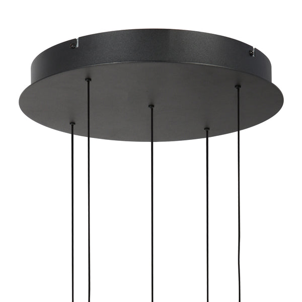 Belluno 4585zw – 5-lichts ronde hanglamp met cable lift