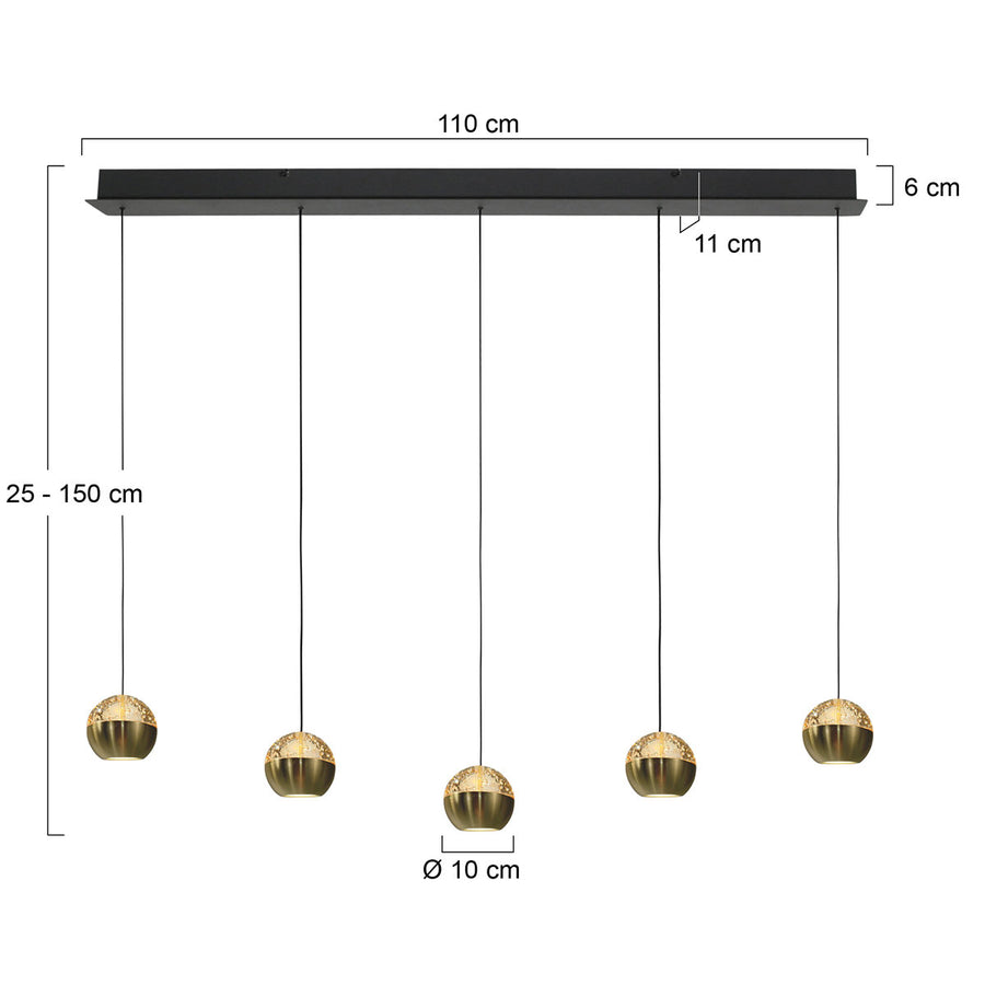 Belluno 4586me – luxe messing zwarte hanglamp met lift systeem