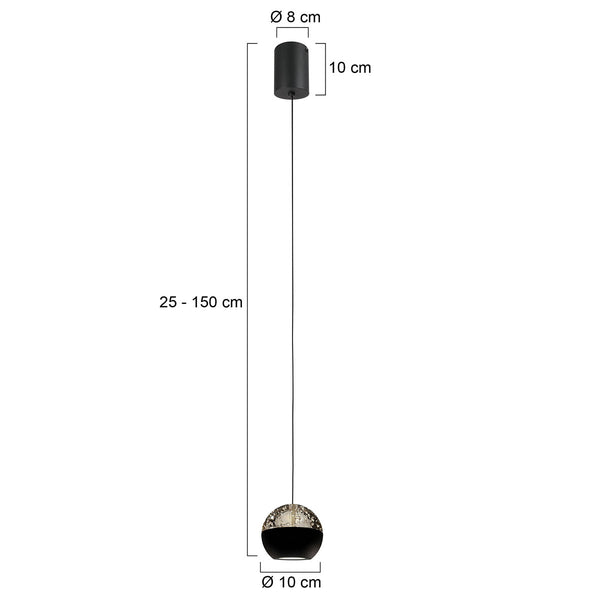 Belluno 4587zw – 1-lichts hanglamp zwart met cable lift
