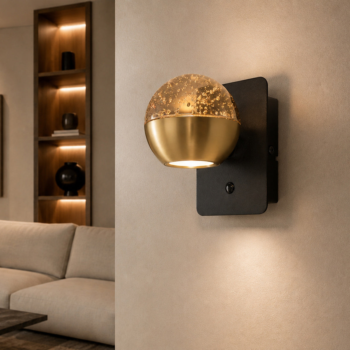 Belluno 4588me – messing wandlamp met warme sfeer