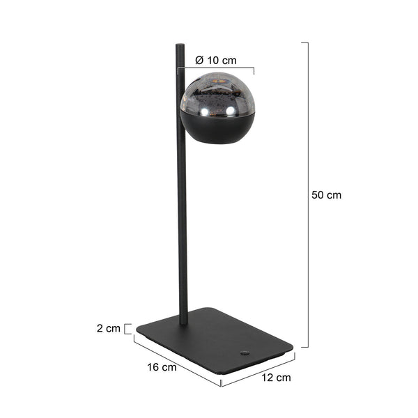 Belluno 4589zw – tafellamp met smoke glas en dimlicht