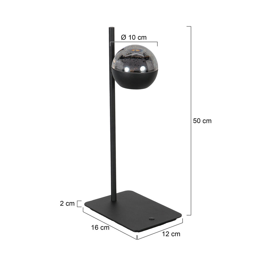 Belluno 4589zw – tafellamp met smoke glas en dimlicht