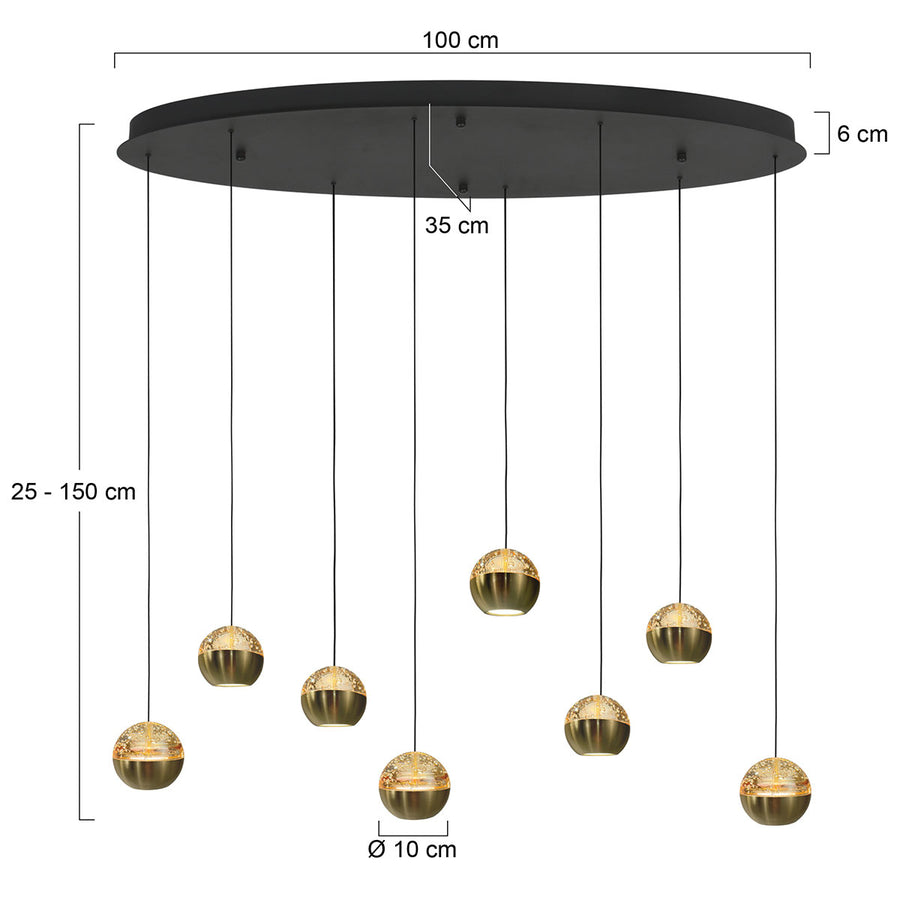 Belluno 4591me – 8-lichts hanglamp ovaal met cable lift