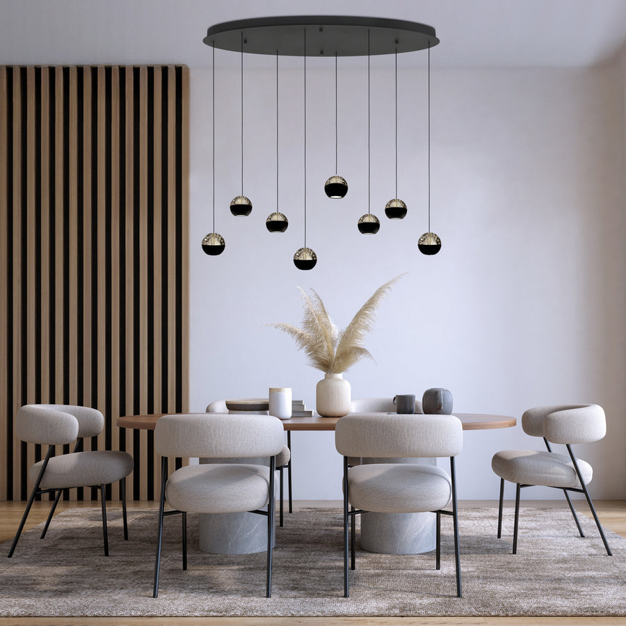 Belluno 4591zw – 8-lichts hanglamp met cable lift