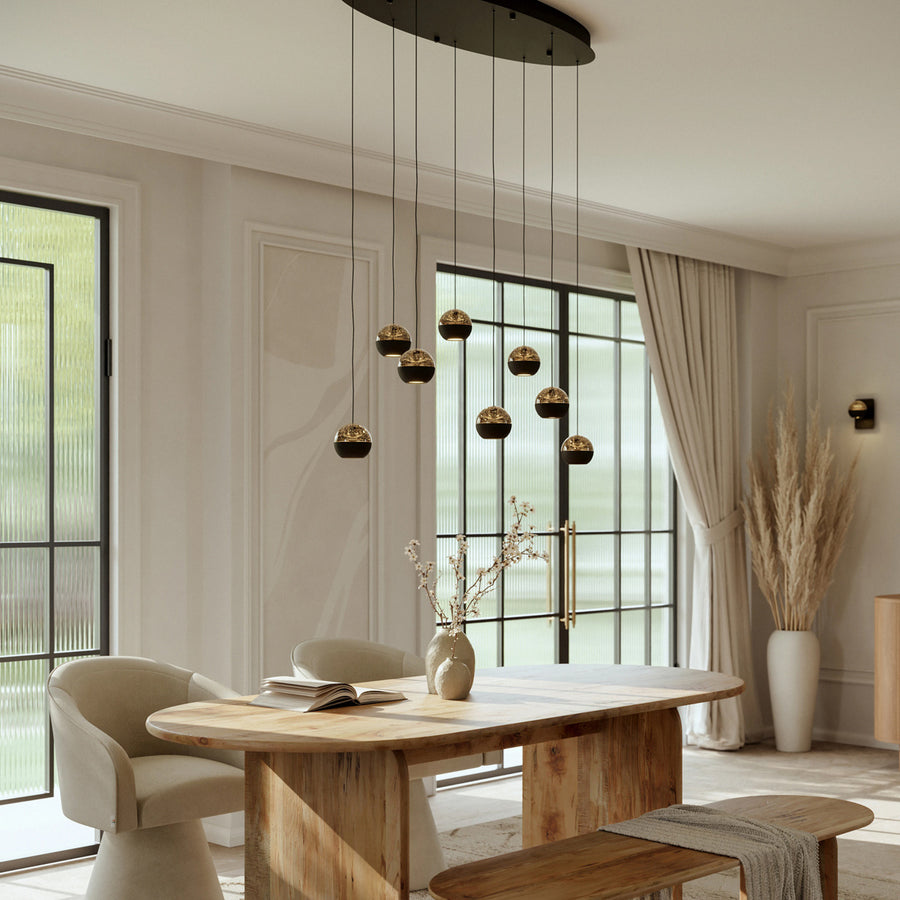 Belluno 4591zw – 8-lichts hanglamp met cable lift
