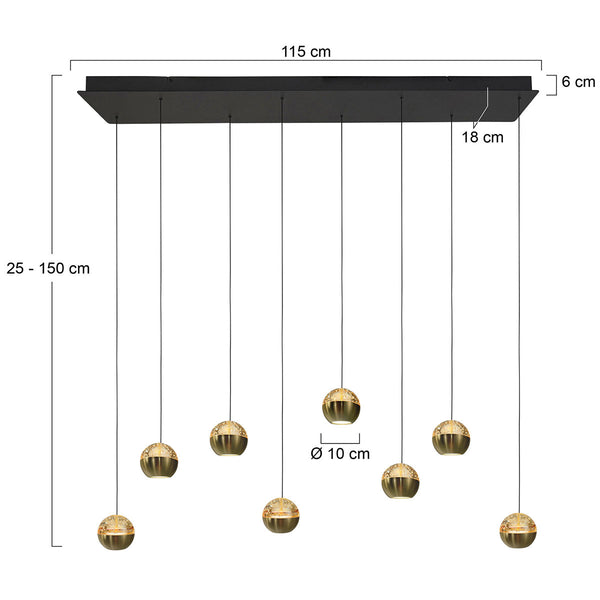 Belluno 4592me – 8-lichts hanglamp met cable lift