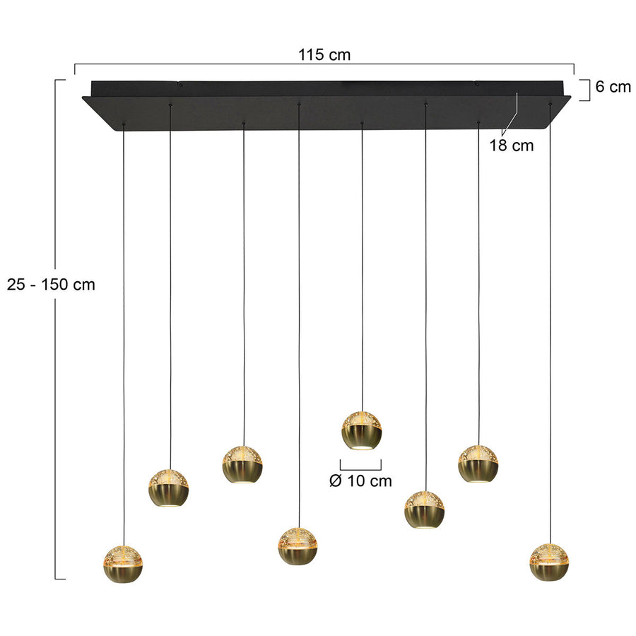 Belluno 4592me – 8-lichts hanglamp met cable lift