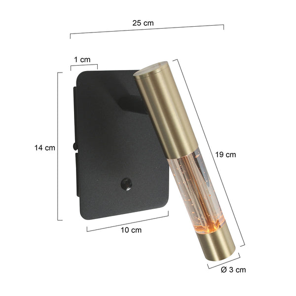 Wandlamp alisio 4594me luxe glas in messing met push dimmer