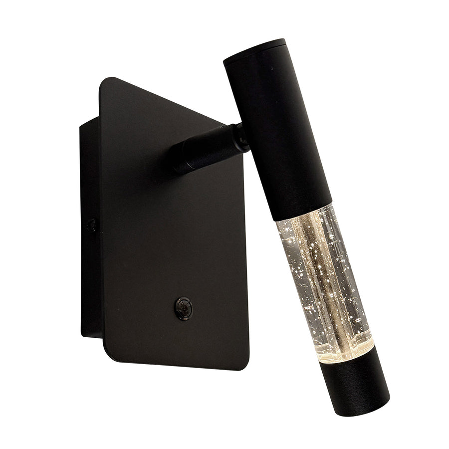 Wandlamp alisio 4594zw luxe glas in zwart met pushdimmer