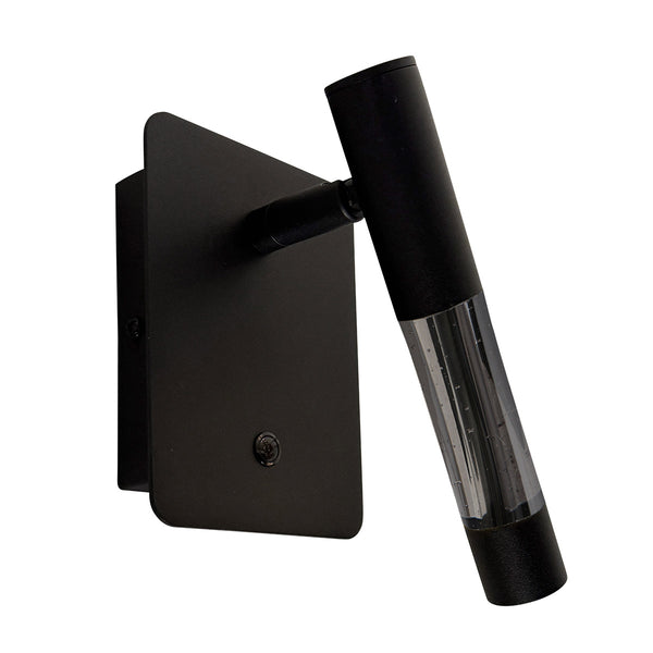 Wandlamp alisio 4594zw luxe glas in zwart met pushdimmer