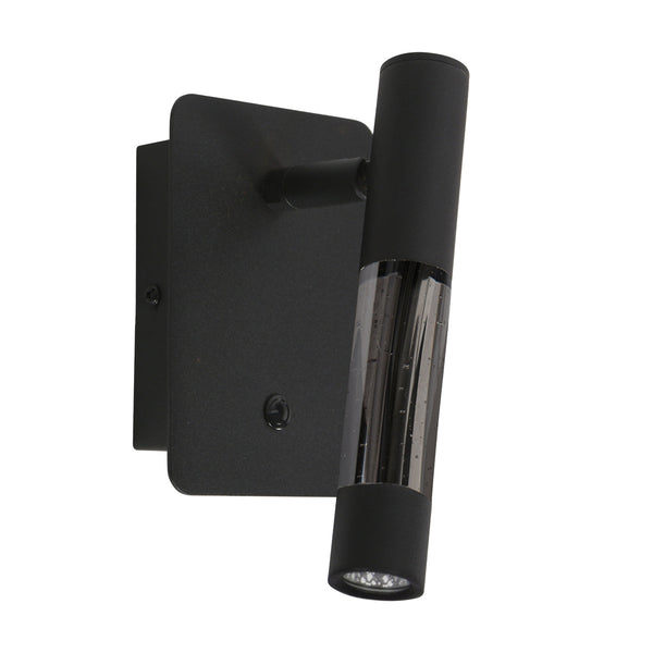 Wandlamp alisio 4594zw luxe glas in zwart met pushdimmer