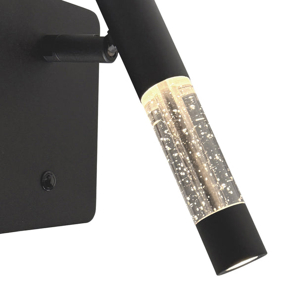 Wandlamp alisio 4594zw luxe glas in zwart met pushdimmer