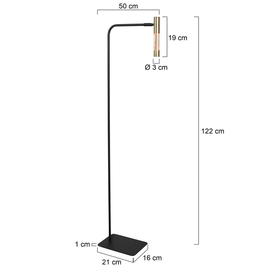 Vloerlamp alisio 4595me 1-lichts luxe glas in messing met push dimmer