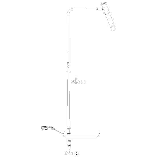 Vloerlamp alisio 4595me 1-lichts luxe glas in messing met push dimmer