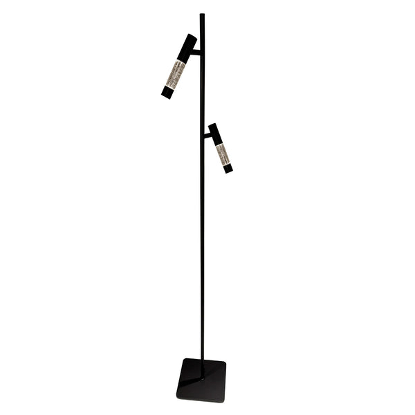 Vloerlamp alisio 4597zw 2-lichts luxe glas in zwart met push dimmer
