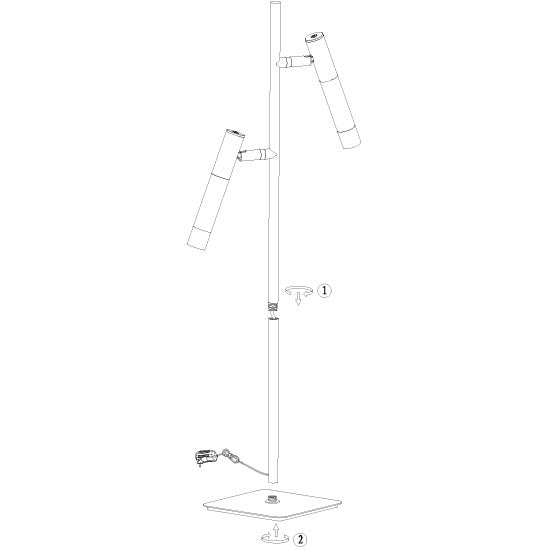 Vloerlamp alisio 4597zw 2-lichts luxe glas in zwart met push dimmer