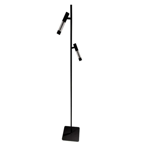 Vloerlamp alisio 4597zw 2-lichts luxe glas in zwart met push dimmer