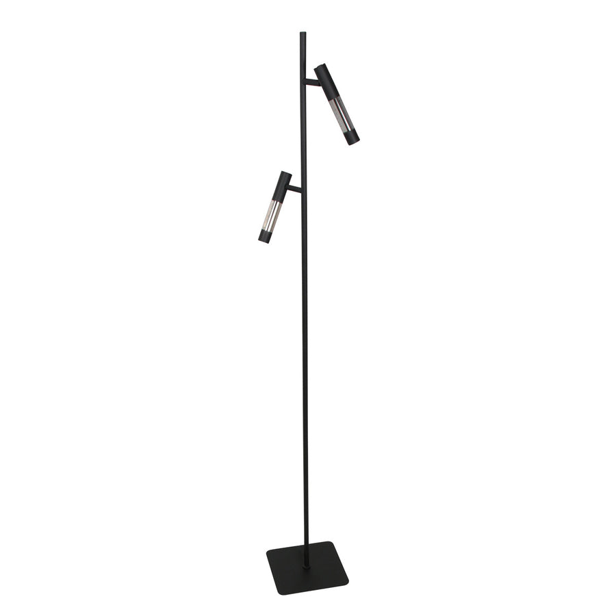 Vloerlamp alisio 4597zw 2-lichts luxe glas in zwart met push dimmer